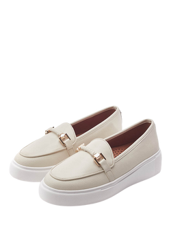 Moda in Pelle Ettala Leather Loafers, White - view 2, White