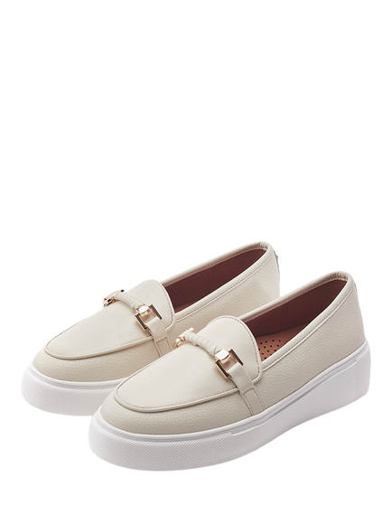 Moda in Pelle Ettala Leather Loafers, White - view 2, White