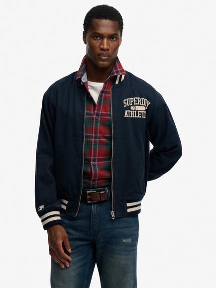 Superdry Twill Varsity Bomber Jacket, Eclipse Navy, Eclipse Navy