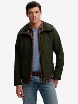 Superdry Water-Resistant  Hooded Softshell Trekker Jacket, Olive Green