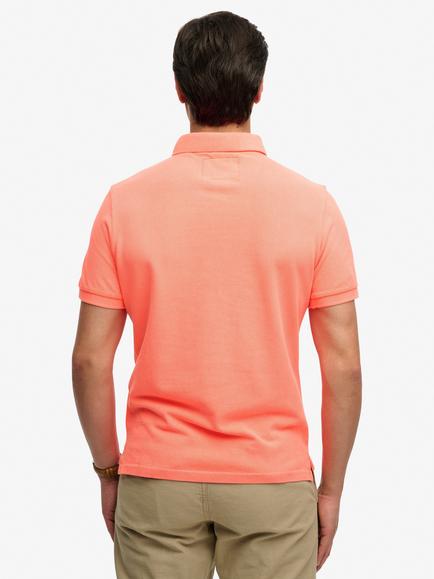 Superdry Vintage Destroy Cotton Regular Fit Short Sleeve Polo Shirt - view 2, Coral Neon