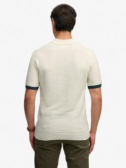 Superdry Cotton Regular Fit Johnny Collar Knitted Polo Shirt - view 2, Classic Cream