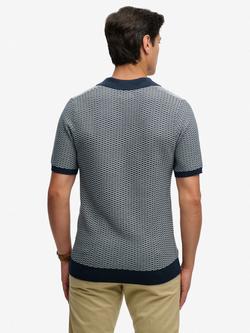 Superdry Cotton Regular Fit Johnny Collar Knitted Polo Shirt, Stormy Navy - view 2, Stormy Navy
