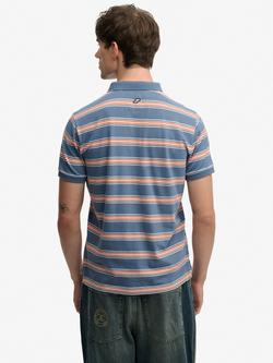 Superdry Cotton Regular Fit Stripe Jersey Polo Shirt, Retro Blue/Multi - view 2, Retro Blue/Multi