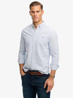 Superdry Cotton Regular Fit Stripe Oxford Shirt, Blue/Chalk