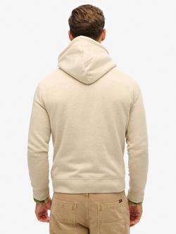Superdry Cotton Blend Vintage Logo Heritage Relaxed Hoodie, Pelican Beige Marl - view 2, Pelican Beige Marl