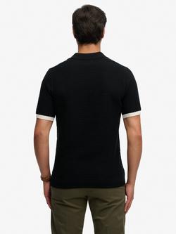 Superdry Cotton Regular Fit Johnny Collar Knitted Polo Shirt - view 2, Black