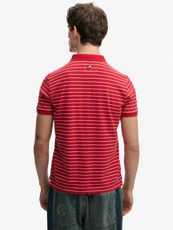 Superdry Cotton Regular Fit Short Sleeve Vintage Stripe Jersey Polo Shirt, Red - view 2, Red