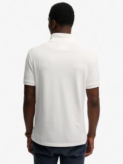 Superdry Cotton Regular Fit Short Sleeve Crest Polo Shirt, Optic - view 2, Optic