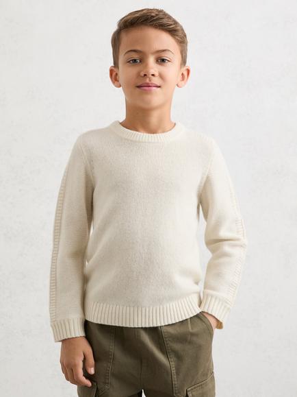 Reiss Kids' Beech Merino Wool Blend Jumper, Snow, Snow
