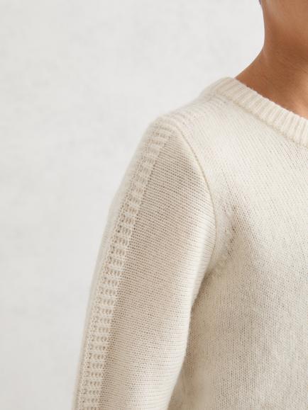 Reiss Kids' Beech Merino Wool Blend Jumper, Snow - view 2, Snow