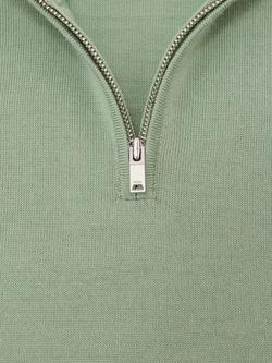 Reiss Kids' Blackhall Half-Zip Funnel Neck Wool Jumper - view 2, Light Sage