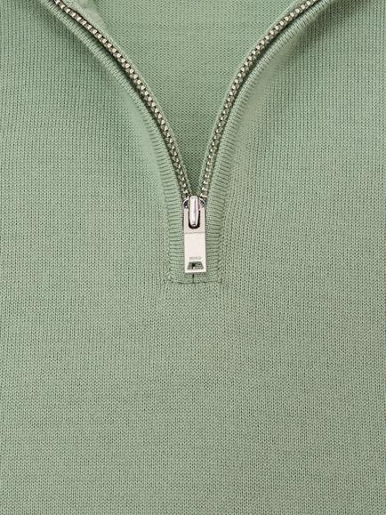 Reiss Kids' Blackhall Half-Zip Funnel Neck Wool Jumper - view 2, Light Sage