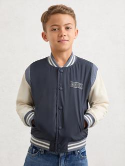 Reiss Kids' Roy Colour Block Bomber Jacket, Navy, Navy