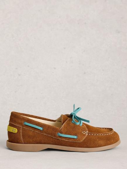 White Stuff Suede Boat Shoes, Tan, Tan