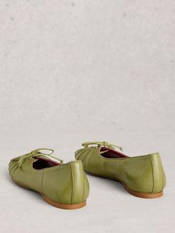 White Stuff Leather Lace Detail Ballerina Pumps, Green - view 2, Green