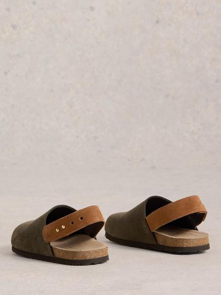 White Stuff Mary Suede Slingback Mules, Khaki - view 2, Khaki