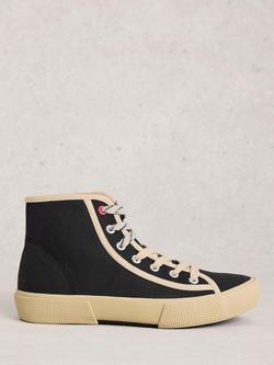 White Stuff Pippa Hi-Top Canvas Trainers, Black, Black