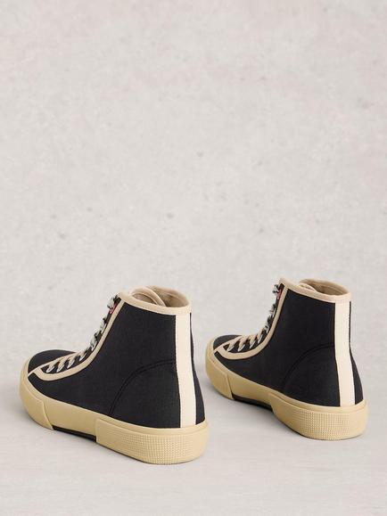 White Stuff Pippa Hi-Top Canvas Trainers, Black - view 2, Black