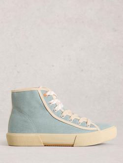 White Stuff Pippa Hi-Top Canvas Trainers, Blue, Blue