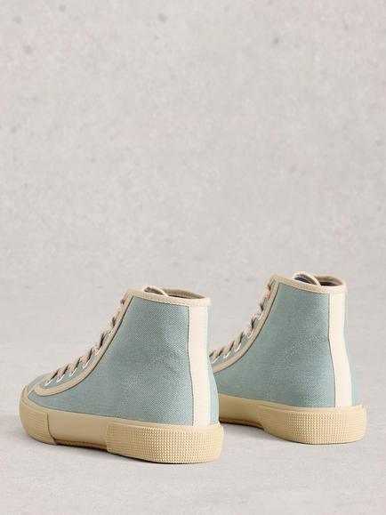 White Stuff Pippa Hi-Top Canvas Trainers, Blue - view 2, Blue