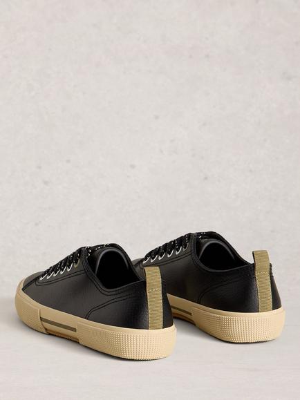 White Stuff Pippa Leather Trainers, Black - view 2, Black