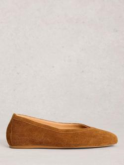 White Stuff Sloane Suede Ballerina Pumps, Brown, Brown
