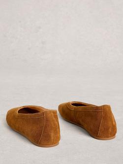 White Stuff Sloane Suede Ballerina Pumps, Brown - view 2, Brown