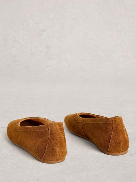 White Stuff Sloane Suede Ballerina Pumps, Brown - view 2, Brown