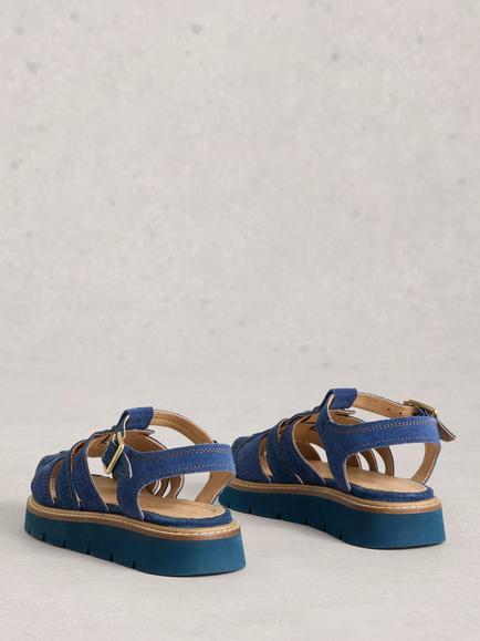 White Stuff Chunky Suede Fisherman Strap Sandals, Denim - view 2, Denim