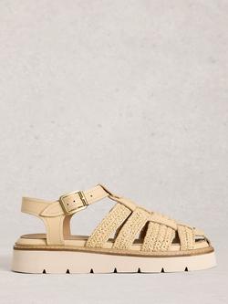 White Stuff Leather and Raffia Chunky Fisherman Sandals, Natural, Natural