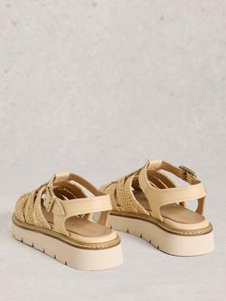 White Stuff Leather and Raffia Chunky Fisherman Sandals, Natural - view 2, Natural