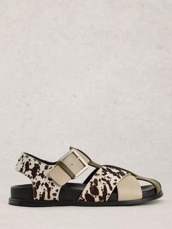 White Stuff City Leather Strappy Sandals, Black/Multi, Black/Multi