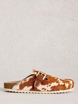 White Stuff Myrtle Leather Animal Footbed Clogs, Yellow/Multi, Yellow/Multi