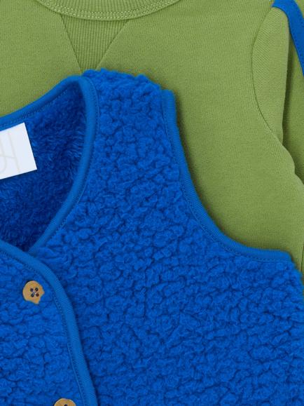 John Lewis Baby Sweater & Gilet Set, Green/Blue - view 2, Green/Blue