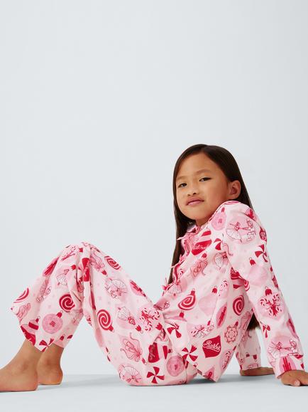 Brand Threads Kids' Long Sleeve Barbie Print Pyjama Set, Pink - view 2, Pink