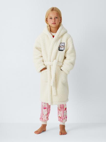 Brand Threads Kids' Squishmallows Cam Cat Fleece Dressing Gown, White Multi, White Multi