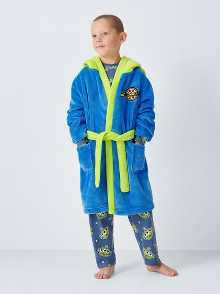 Brand Threads Kids' Toy Story Aliens Fleece Dressing Gown, Blue Multi, Blue Multi