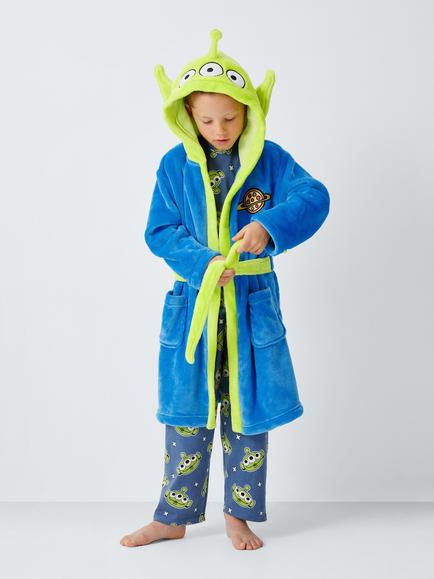 Brand Threads Kids' Toy Story Aliens Fleece Dressing Gown, Blue Multi - view 2, Blue Multi
