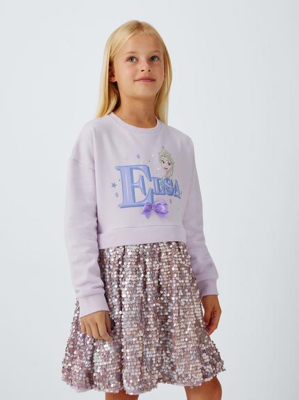 Brand Threads Kids' Frozen Sequin Sweater Dress, Purple, Purple