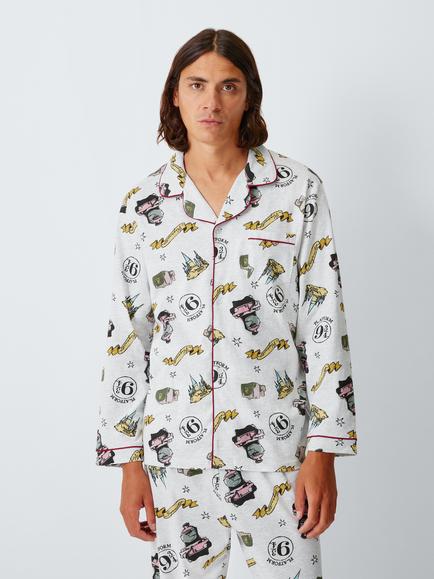 Brand Threads Men's Harry Potter Christmas Pyjama Set, Grey Multi, Grey Multi