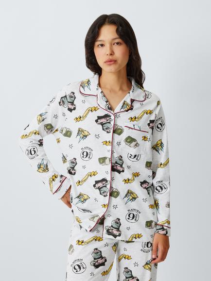 Brand Threads Women's Harry Potter Christmas Pyjama Set, Grey Multi, Grey Multi
