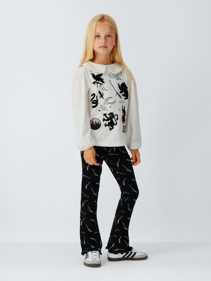 Brand Threads Kids' Harry Potter Top and Flared Leggings Set, Black & White, Black & White