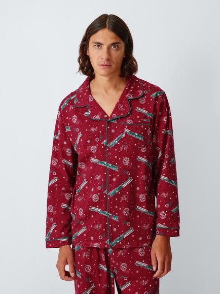 Brand Threads Men's Polar Express Christmas Pyjama Set, Burgundy, Burgundy