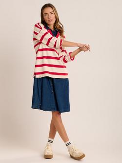 Brakeburn Caundle Stripe Sweatshirt, Cream/Red, Cream/Red