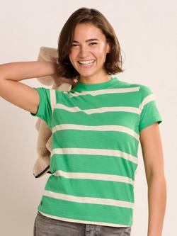 Brakeburn Gulf Stripe T-Shirt, Green/Cream, Green/Cream