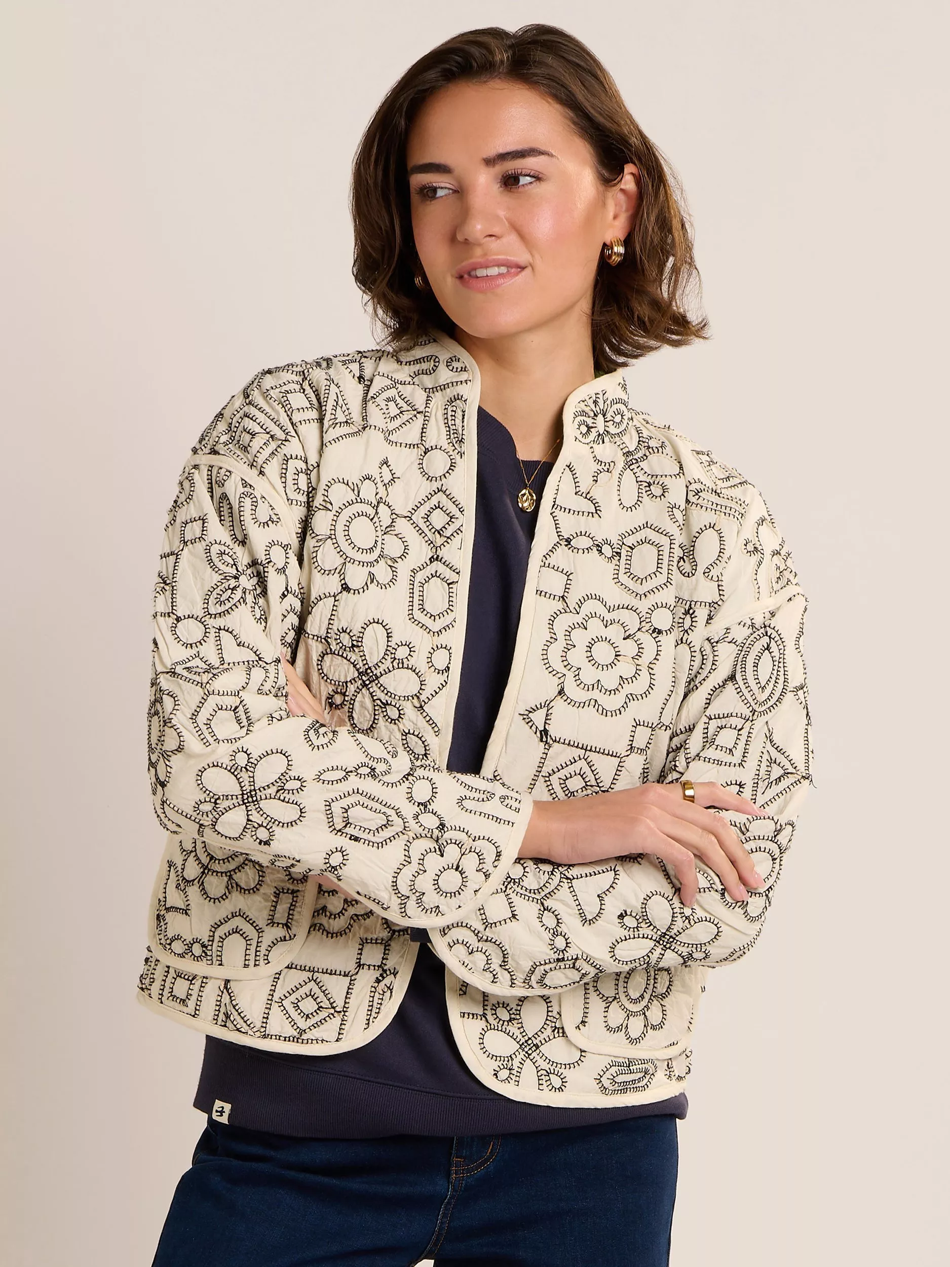 Veste De Soirée East By John Lewis Navy Fleurie - Taille UK 10, Neuve Avec étiquette, Doublée