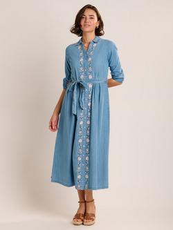 Brakeburn Viviana Embroidered Denim Shirt Dress, Pale Blue, Pale Blue
