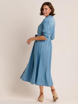 Brakeburn Viviana Embroidered Denim Shirt Dress, Pale Blue - view 2, Pale Blue