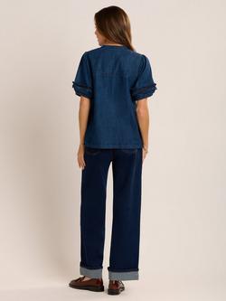 Brakeburn Berna Ruffle Puff Sleeve Shirt, Indigo - view 2, Indigo